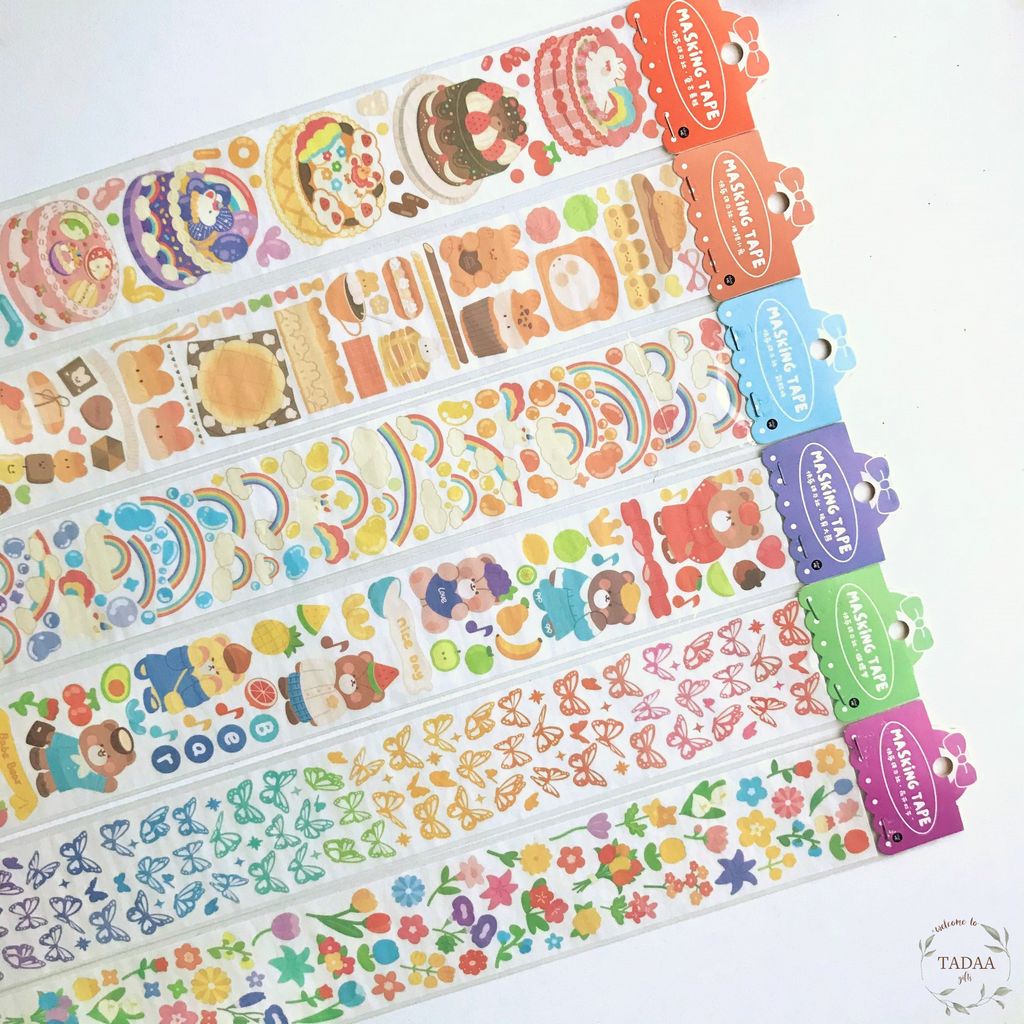 Sticker dây hoa lá dễ thương cute, nhãn dán hình bướm, bánh kem, rainbow trang trí sổ, planner, bullet journal