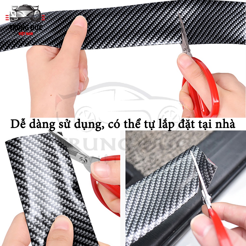 Miếng nẹp dán TRUNGDUCVN mạ cacbon cho xe hơi chống trầy xước bậc cửa, dán cốp xe, bảo vệ xe hơi