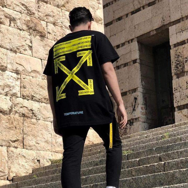 ÁO THUN OFF WHITE PHỐI CHỮ VÀNG - áo thun unisex - áo thun nam