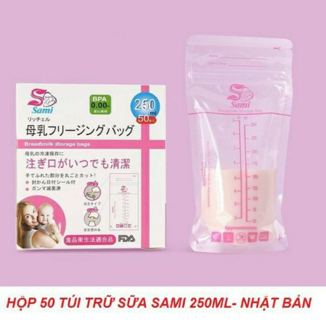 Hộp 50 túi trữ sữa tiệt trùng,không BPA an toàn cho bé 250ml