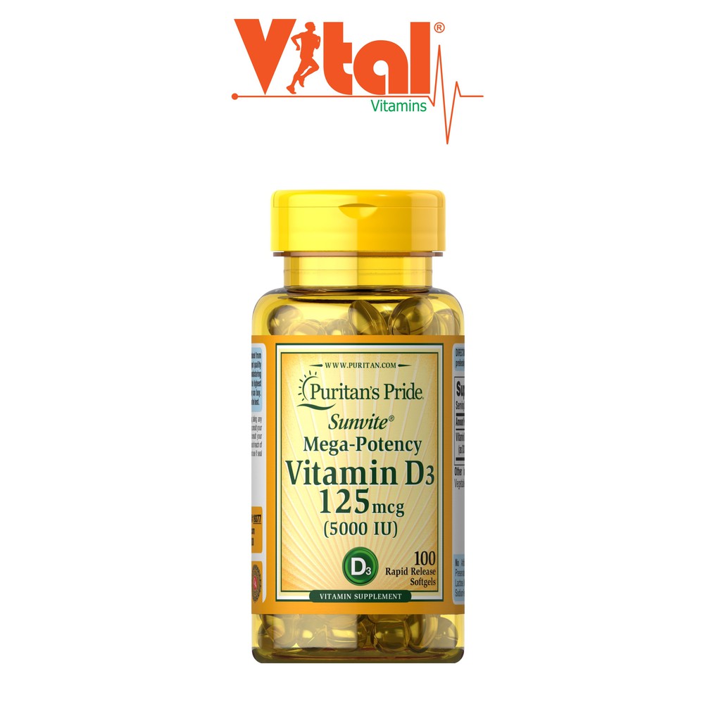 Viên Bổ Sung Vitamin D3 1000iu, 2000iu, 5000iu Puritan's Pride - 100 viên