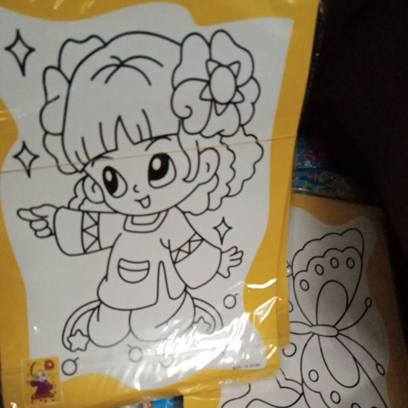 Tranh tô màu nước cho bé bộ 2 tranh ,1 vỉ màu và cọ