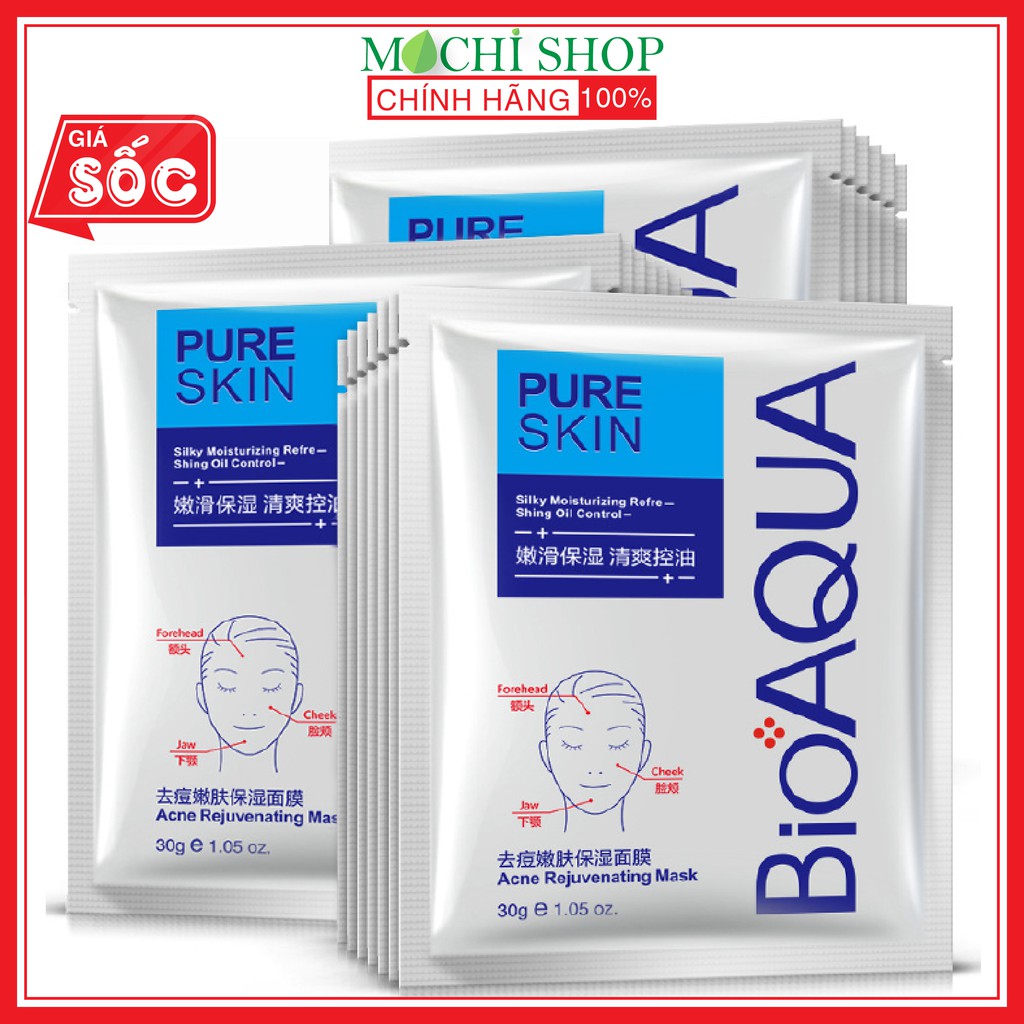 Mặt Nạ Ngừa Mụn Pure Skin BIOAQUA, Ngăn Ngừa Mụn Đỏ, Trứng Cá, Cám, Kiềm Dầu Mask Nội Địa Trung - MOCHI SHOP