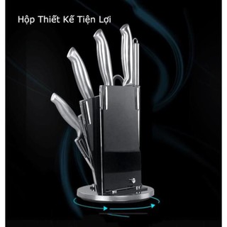 M2085 - Bộ dao Nhật Bản cao cấp Inox không gỉ hàng SEKI chuẩn loại 1 (6 món bao gồm kệ dao)