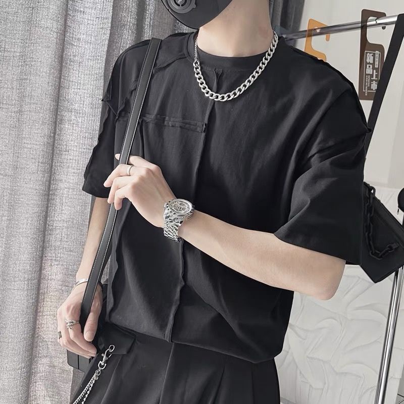 Áo Thun Tay Ngắn Màu Trơn Dáng Rộng Thời Trang Mùa Hè Cho Nam Giới 2022