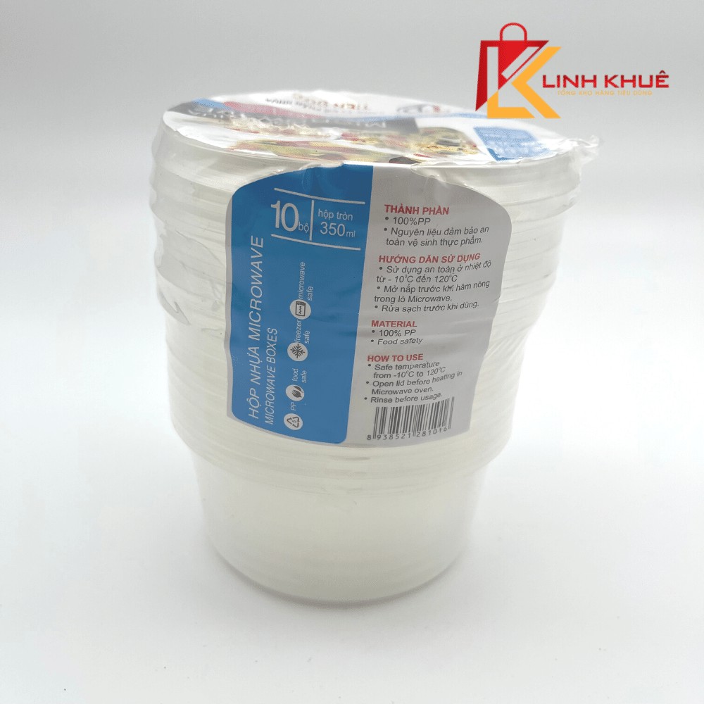 Hộp nhựa tròn 350ml kèm nắp + Hộp Microwave+ Sp0009+ Hộp đựng thức ăn+ Đồ dùng 1 lần