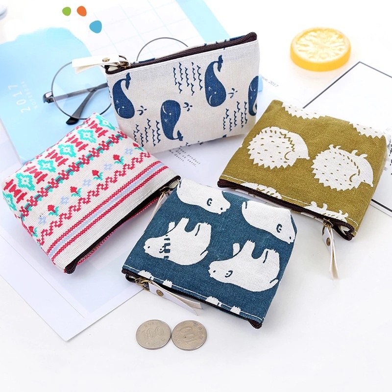 Ốp Điện Thoại Canvas Họa Tiết Thổ Cẩm Cổ Điển Kèm Ví Đựng Tiền Xu Cho Nữ