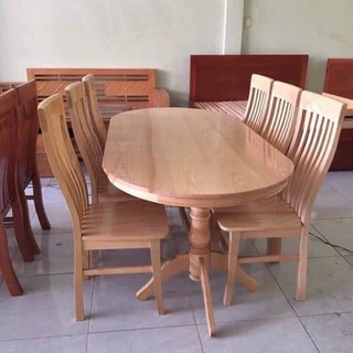 Bộ bàn ghế ăn vòm gỗ sồi nga