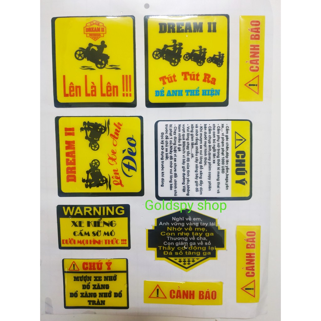 Tem Decal Trang Trí Xe Máy,Xe Điện - Tem Cảnh Báo Trang Trí ( giá 1 bộ)