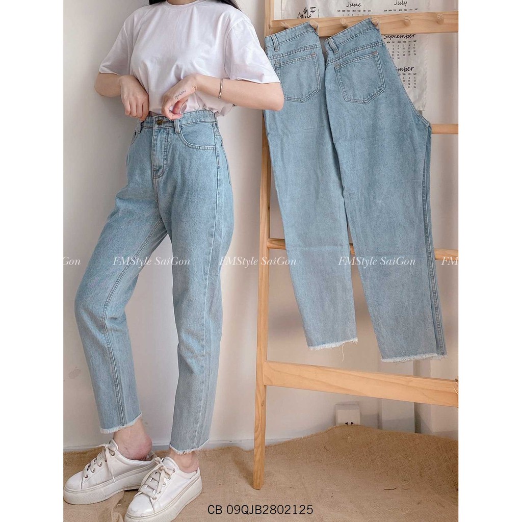 Quần jean baggy nữ ulzzang trơn lua tua truyền thống thời trang FMstyle Saigon