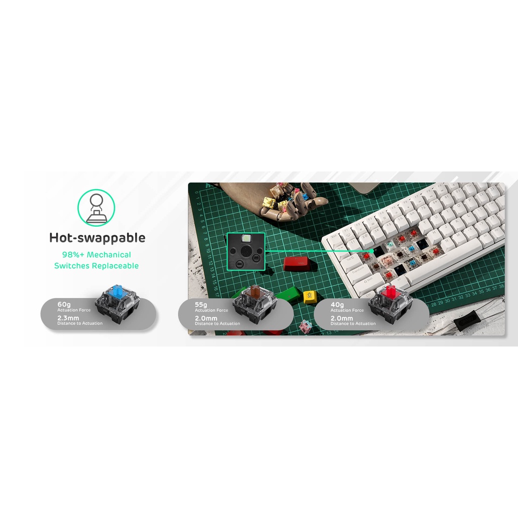 Bàn phím cơ máy tính Royal Kludge RK84 Hotswap Led RGB, Type C, Bluetooth 5.0, Wireless 2.4G