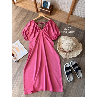 Đầm maxi tay bồng cổ chun nơ