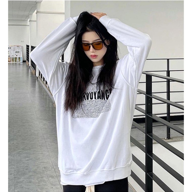 【ZHELIHANGFEI】Áo Thun Tay Dài Form Rộng Họa Tiết In Theo Phong Cách Retro Dễ Phối Đồ