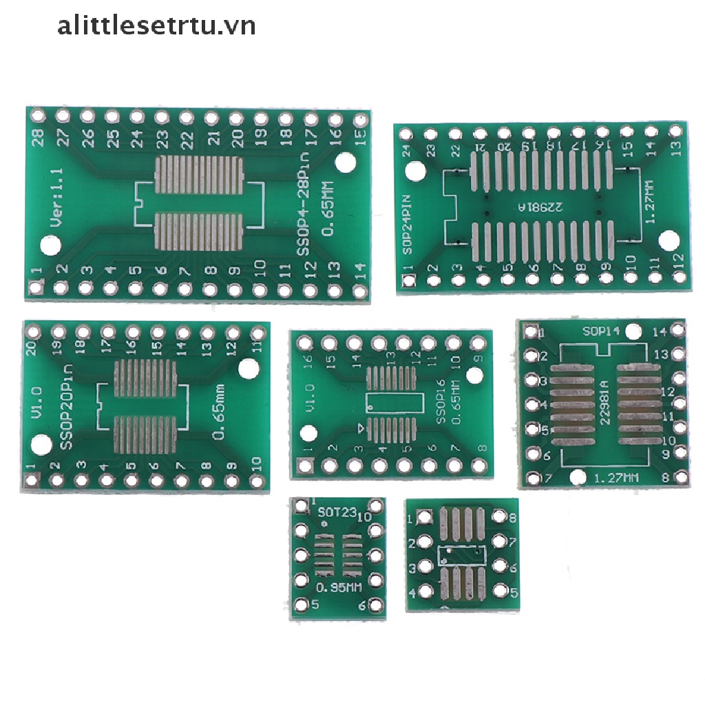 Bộ 35 Bảng Mạch PCB 5 * 7Veue SMT Chuyển Đổi Sang DIP SOP SSOP TSSOP SOT23 8 10 14 16 20
