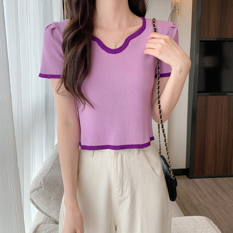 Áo Thun Tay Ngắn Cổ Chữ v Dáng Ôm Thời Trang Mùa Hè Hàng Mới 2022 Dành Cho Bạn Nữ