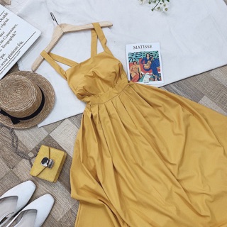 Ảnh thật shop tự chụp đầm maxi đan chéo lưng