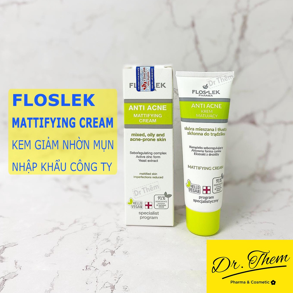 Kem Dưỡng Floslek Anti Acne Mattifying Cream 50ml - Kiểm Soát Dầu Mụn và Điều Tiết Nhờn