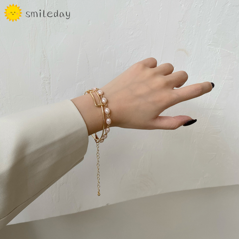 Vòng Tay Nhiều Lớp Đính Ngọc Trai Nhân Tạo Phong Cách Hàn Quốc