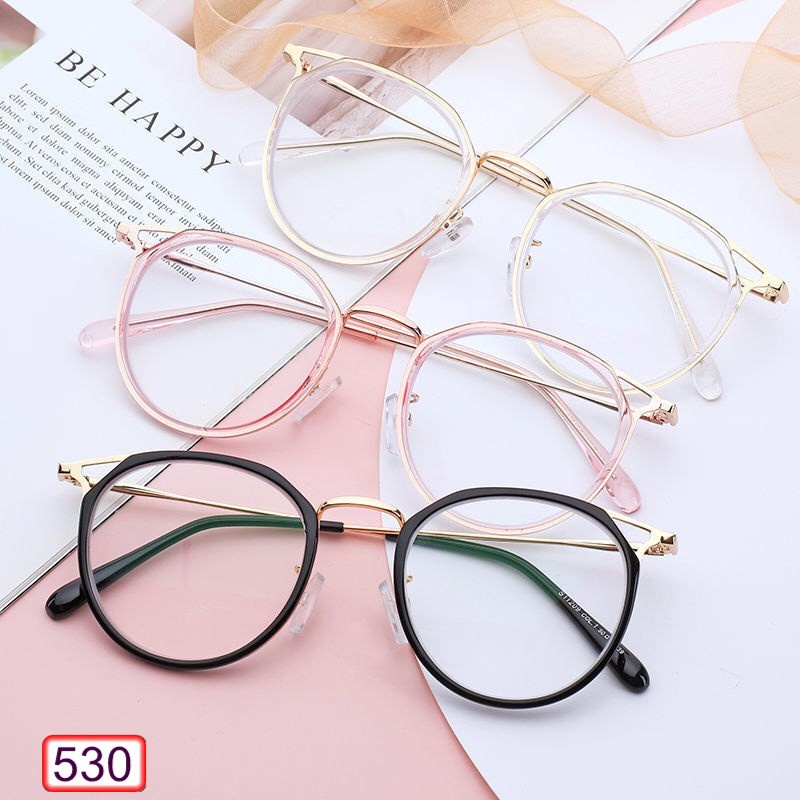 Mắt Kính Gọng Cân Form Tròn 530 Chân Kim Vàng Phong Cách Ulzzang Hot Trend - Hazo