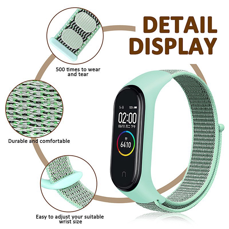 Dây Đeo Bằng Sợi Nylon 10 Màu Cho Đồng Hồ Thông Minh Xiaomi Mi Band 3 4 5 6 7 NFC Miband 3 4 5 6 7