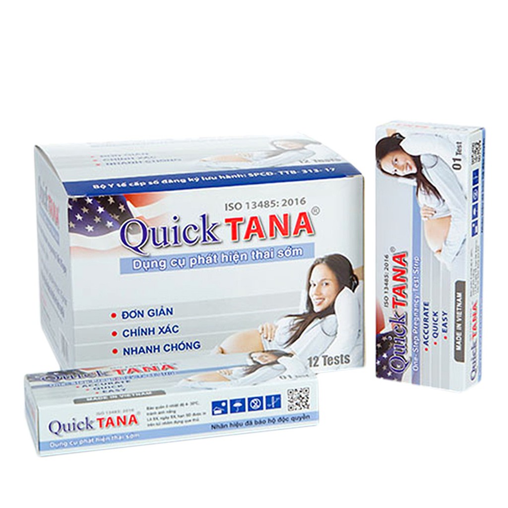 Hộp 12 que thử thai Quicktana - Giúp phát hiện thai sớm cho kết quả chính xác, nhanh và đảm bảo