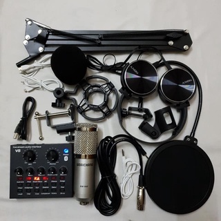 Chọn Bộ Hát Thu Âm karaoke Micro BM900-Sound card V8 Tặng Kèm Tai ỐP SN450 chân kẹp,màng lọc đây đủ