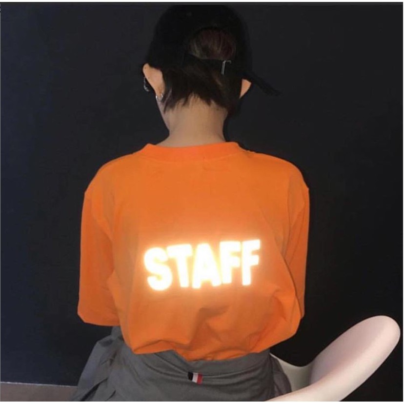 Áo Thun STAFF Cam PHẢN QUANG Unisex (Chụp FLASH mới phản quang) 1hitshop | BigBuy360 - bigbuy360.vn