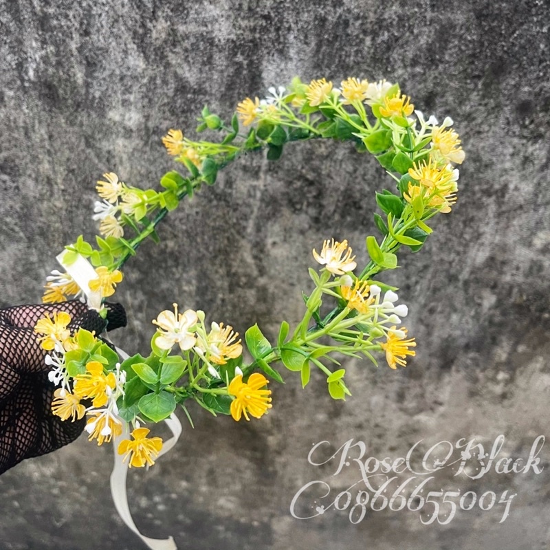 (Có trắng, xanh, hồng) vòng hoa chụp ảnh kỉ yếu lá và hoa nhẹ nhàng mã YR-901