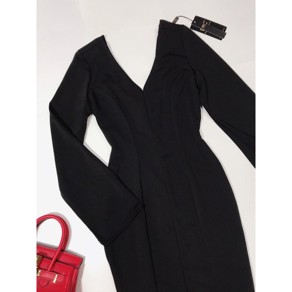 [ xả kho ] MiD Đầm dài tay đen body thu hút V1208 Mie Design kèm ảnh thật