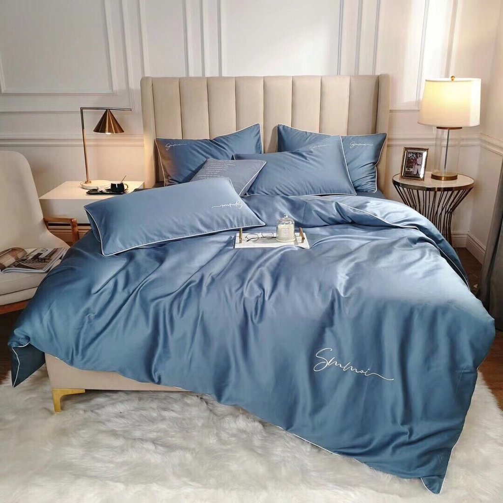 Bộ chăn ga gối lụa Cotton Tencel 40S  VIE Home cao cấp nhập khẩu mềm mát thấm hút tốt, bảo vệ an toàn cho da nhạy cảm
