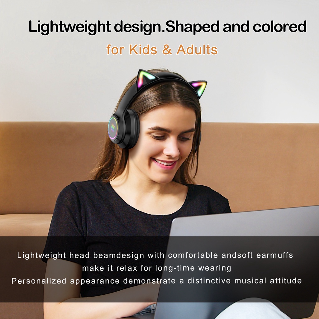 Tai Nghe Chụp Tai Onikuma B90 RGB Bluetooth 5.0 Không Dây Chuyên Nghiệp Chống Tiếng Ồn Cho PC/Điện Thoại/PS4