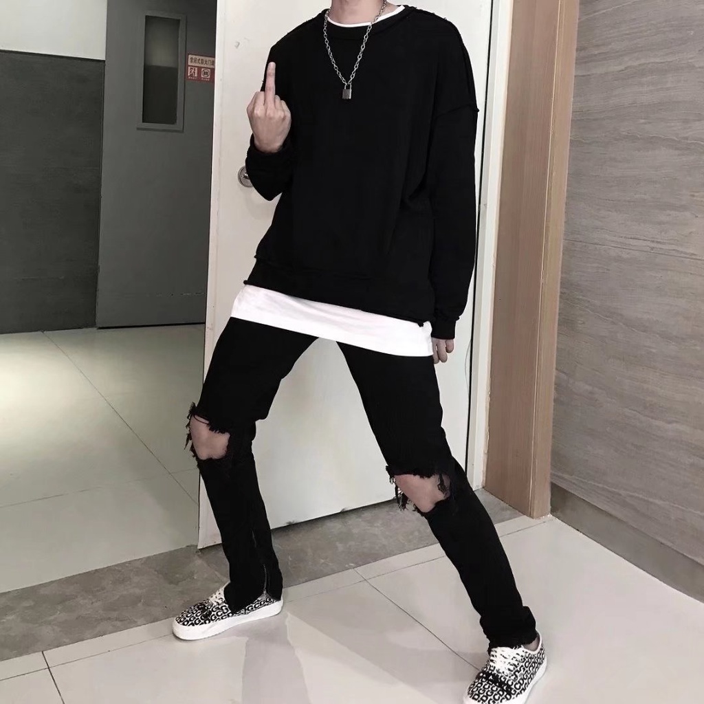 Quần Jean Dài Tới Gối Thời Trang quần jean nam phong cách Hàn Quốc quần bò nam chất đũi cao cấp quần jean nữ retro quần ống suông