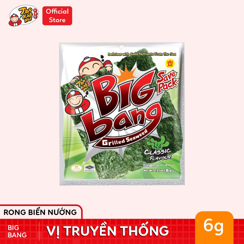 Snack rong biển ăn liền TaoKaeNoi BIG BANG 6g/gói