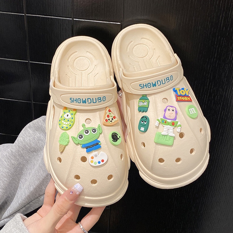 Dép Sandal Xỏ Ngón Đế Dày Hở Ngón Chống Trượt Phong Cách Mới diy Cho Nữ @ -