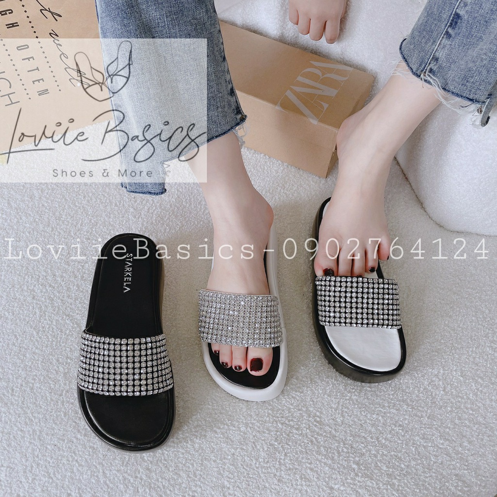 DÉP NỮ LOVIIE BASICS - DÉP XUỒNG THỜI TRANG QUAI NGANG BẢN TO XOÀN ĐÁ ĐẾ BẰNG 5 PHÂN D220856