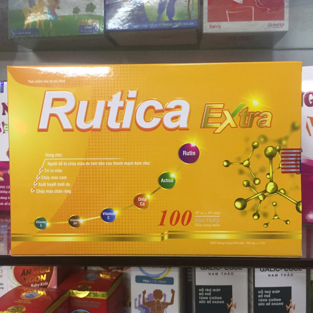 RUTICA Extra Hộp 100 Viên - Tăng cường sức bền mạch máu, giảm xuất huyết mạch máu.