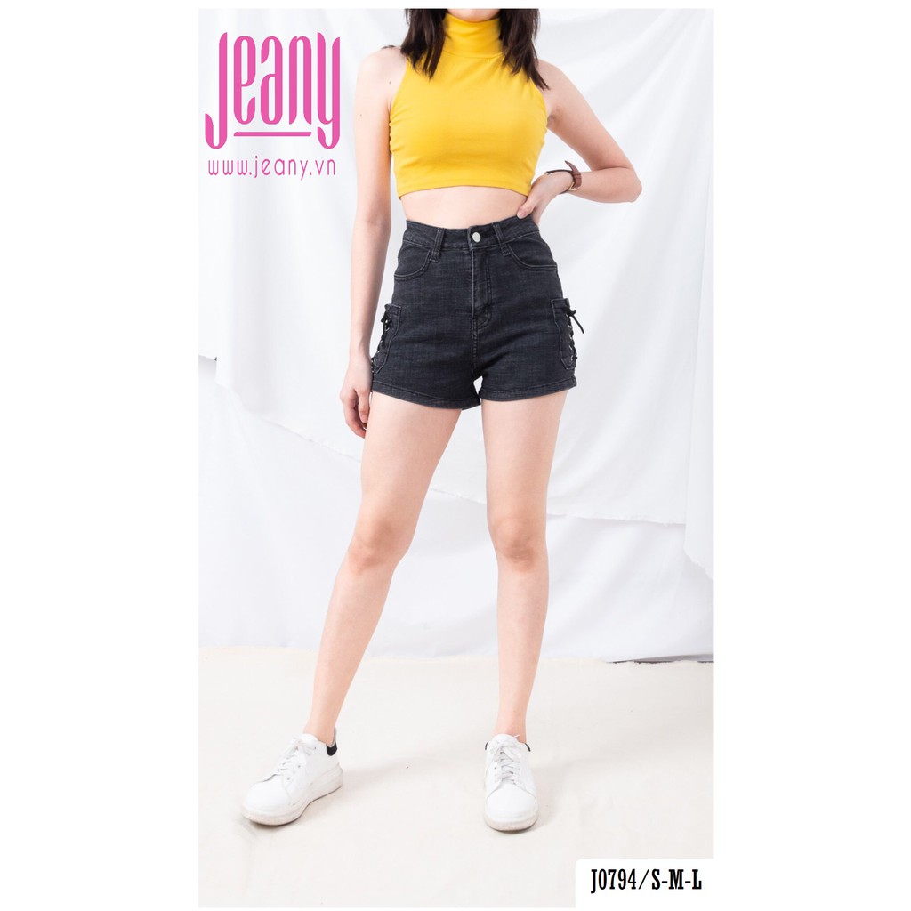 Quần Short Jean Xám Đan Dây J0794 - Jeany