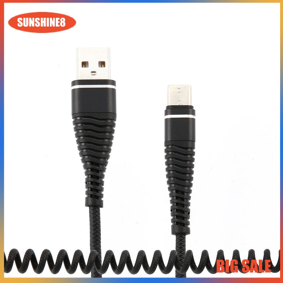 【SUN】[NEW]USB-C Type C Cable Coiled Spring Type-C Data Sync Charging Cable