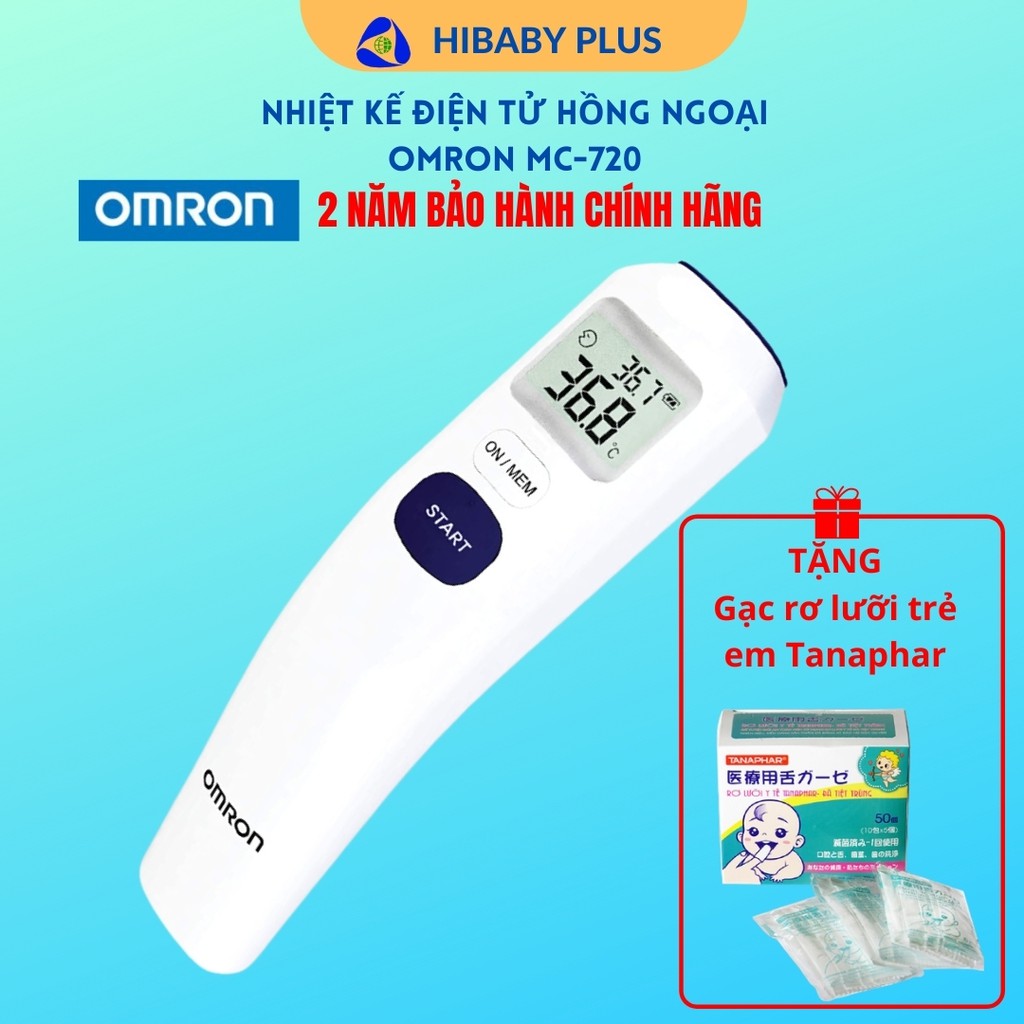 Nhiệt kế điện tử hồng ngoại OMRON MC 720, đo trán từ xa kiểm tra thân nhiệt, cảnh báo sốt - Bảo hành chính hãng 2 năm