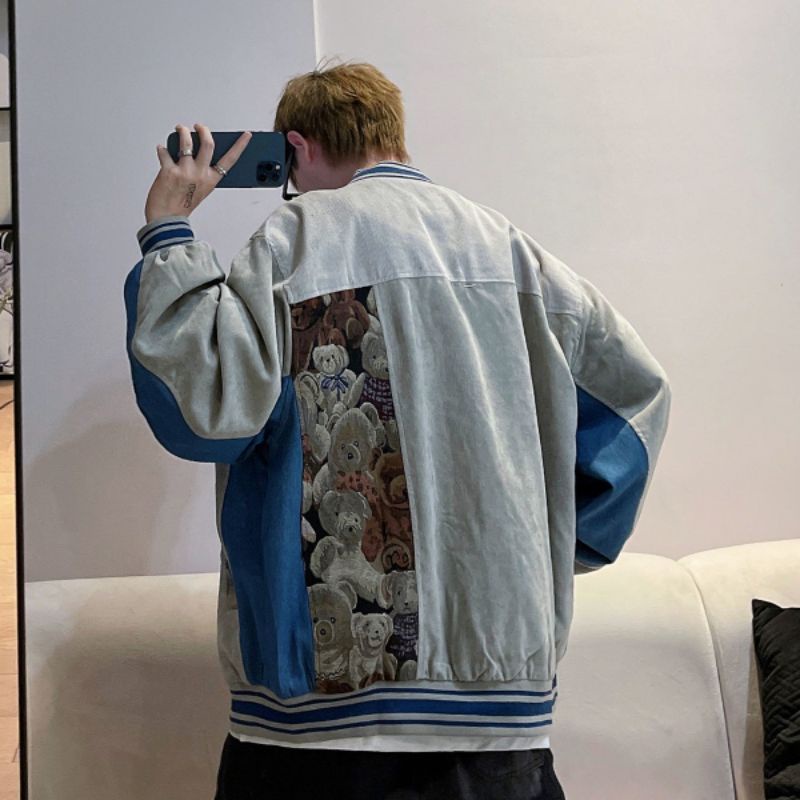 ÁO KHOÁC NGOÀI MAY HÌNH HOẠ TIẾT LOẠI ĐÓNG CÚC