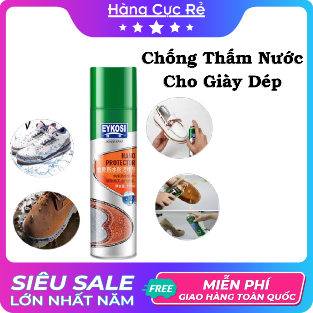 Chai xịt phủ nano, chống thấm nước cho giày dép Eykosi 250ml - Shop Hàng Cực Rẻ