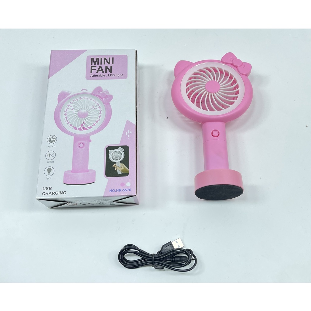 (Big Sale) Quạt Mini Tích Điện Cầm Tay Có Đế Để Bàn, 3 Tốc Độ Gió, Quạt Học Sinh , Có 1 Pin - ABM Solar