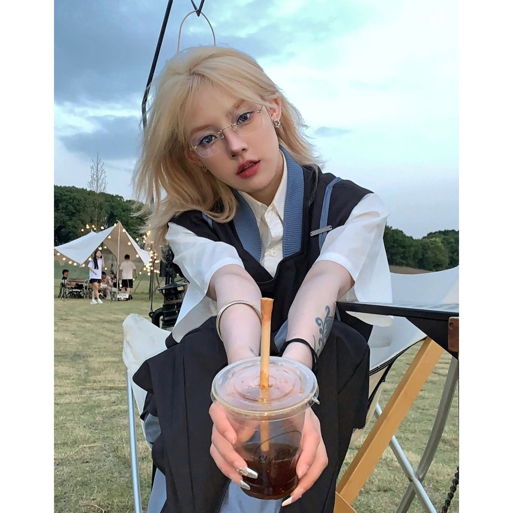 Three-piece suit/single Japanese style aircraft buckle vest short-sleeved shirt stitching casual pants summer suit women's eBtF