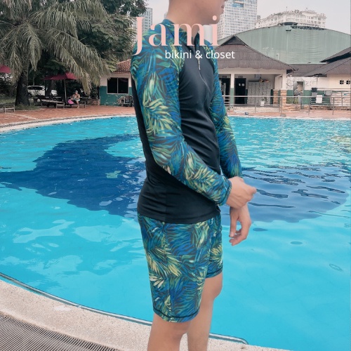 ĐỒ BƠI ĐÔI COUPLE NAM NỮ TAY DÀI QUẦN ĐÙI CAO CẤP hoạ tiết mùa hè đi biển tay dài Jami - cp107
