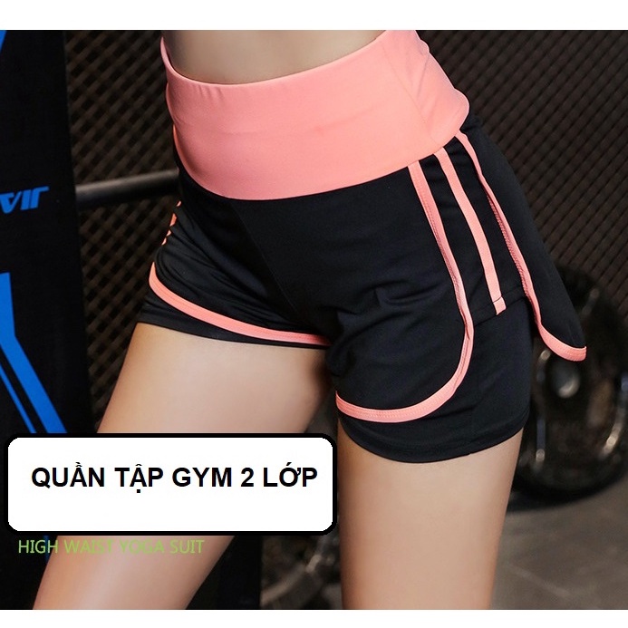 [CÓ BIG SIZE] Quần Đùi Tập GYM YOGA Nữ 2 Lớp Nhiều Màu Trẻ Trung, Thể Thao GYM FASHION