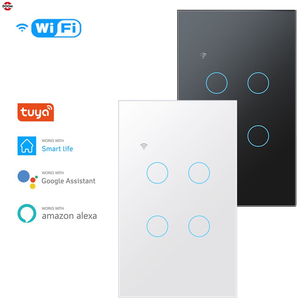 Công TắC ChạM ĐèN WiFi Thông Minh 1 / 2 / 3 / 4 Gang 100-250V Hỗ Trợ I0S / Android