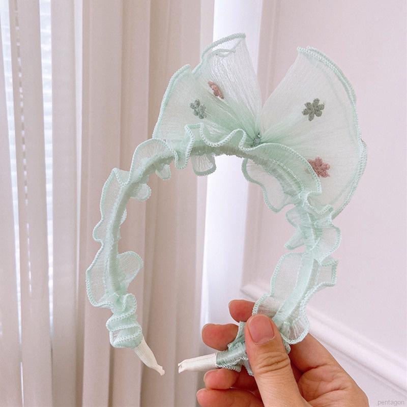 Băng Đô Ren Thêu Hoa Phong Cách Hàn Quốc Cho Bé Gái