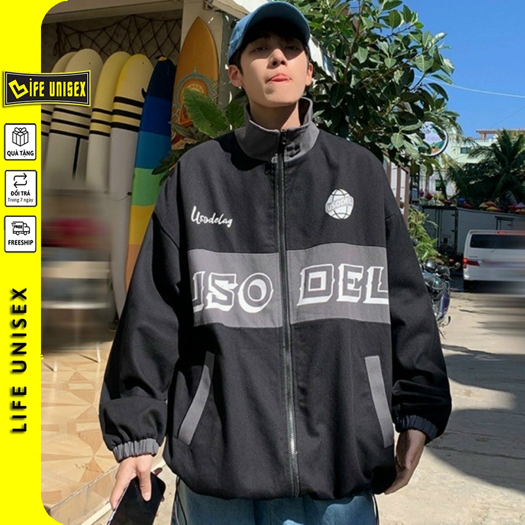 Áo Khoác Kaki in UNSODEL Nam Nữ, Áo Khoác Bomber Kaki Cặp Đôi Form Rộng Unisex Phong cách Hàn Quốc - Life Unisex