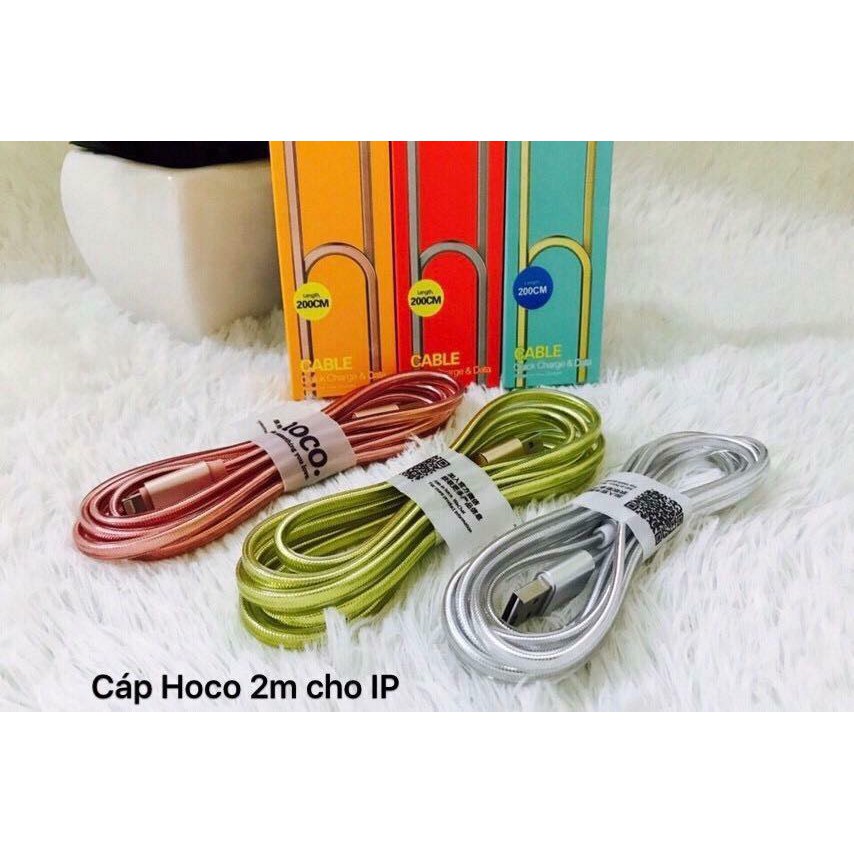 Dây sạc iPhone hoco dài 2m có đèn led báo hiệu