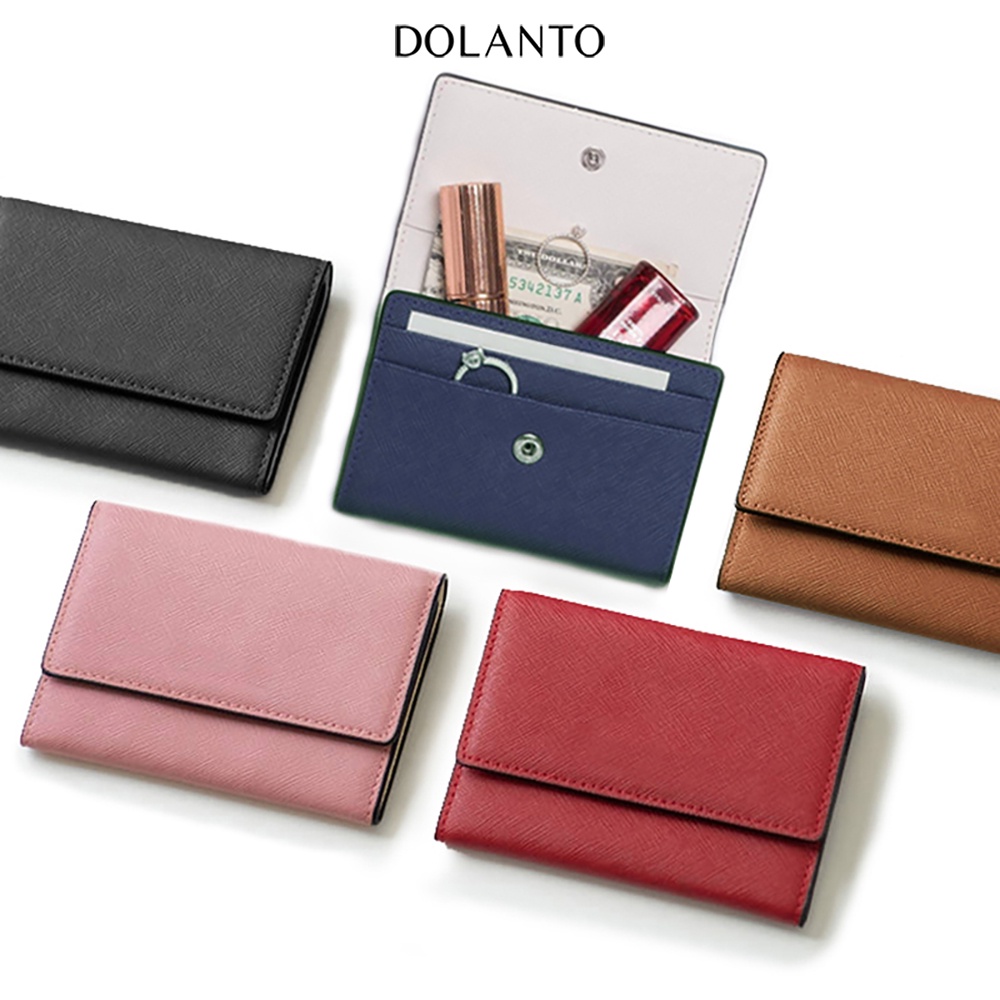 VÍ MINI ĐỰNG THẺ NAM NỮ Cardholder KATE Vân Saffiano Nhỏ Gọn Da Nhập Khẩu Cao Cấp Chống Thấm Nước Thương Hiệu DOLANTO